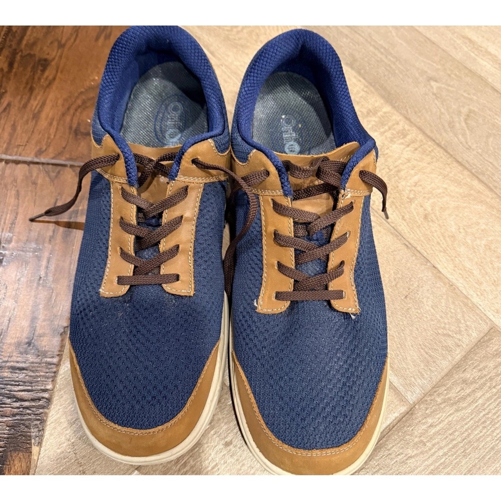 Orthofeet Ortho Shoes Mens Size 14 Blue Leather Walking 20215 Cushion Sneakers